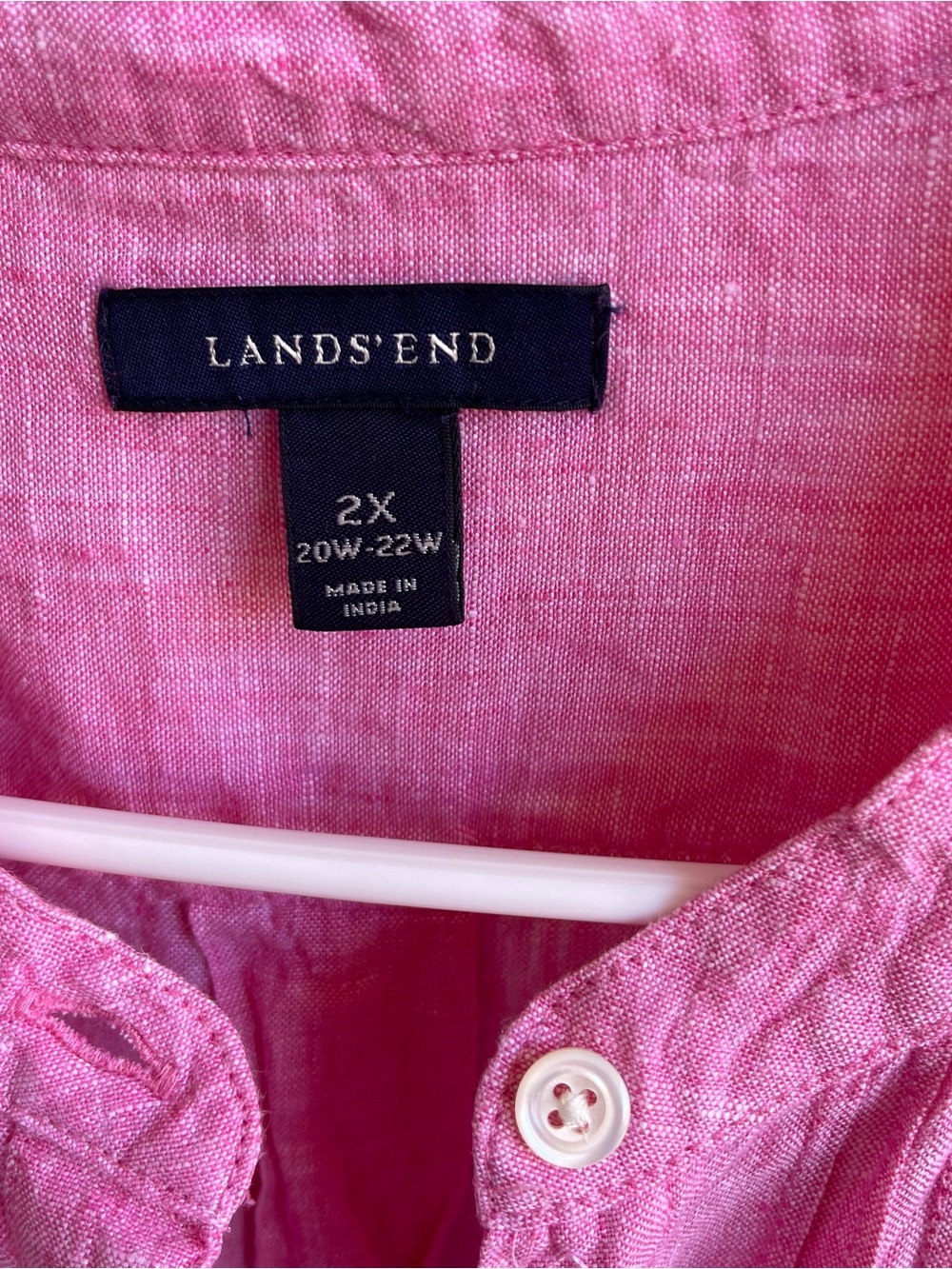 Lands End Women’s 100% Linen Pink Button Front Shirt Size 2X Coastal Beach - Picture 3 of 10